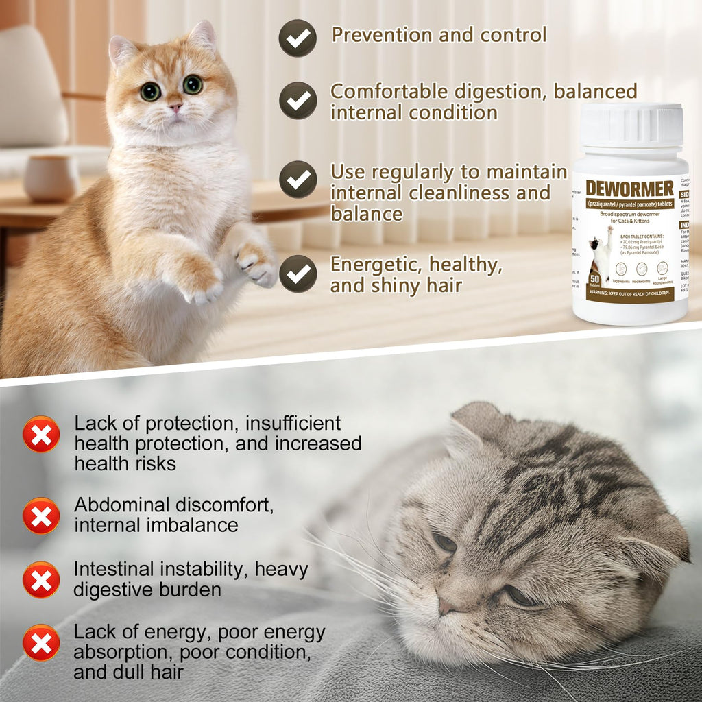 Broad-Spectrum Dewormer for Cats & Kittens, 50 Tablets N6751