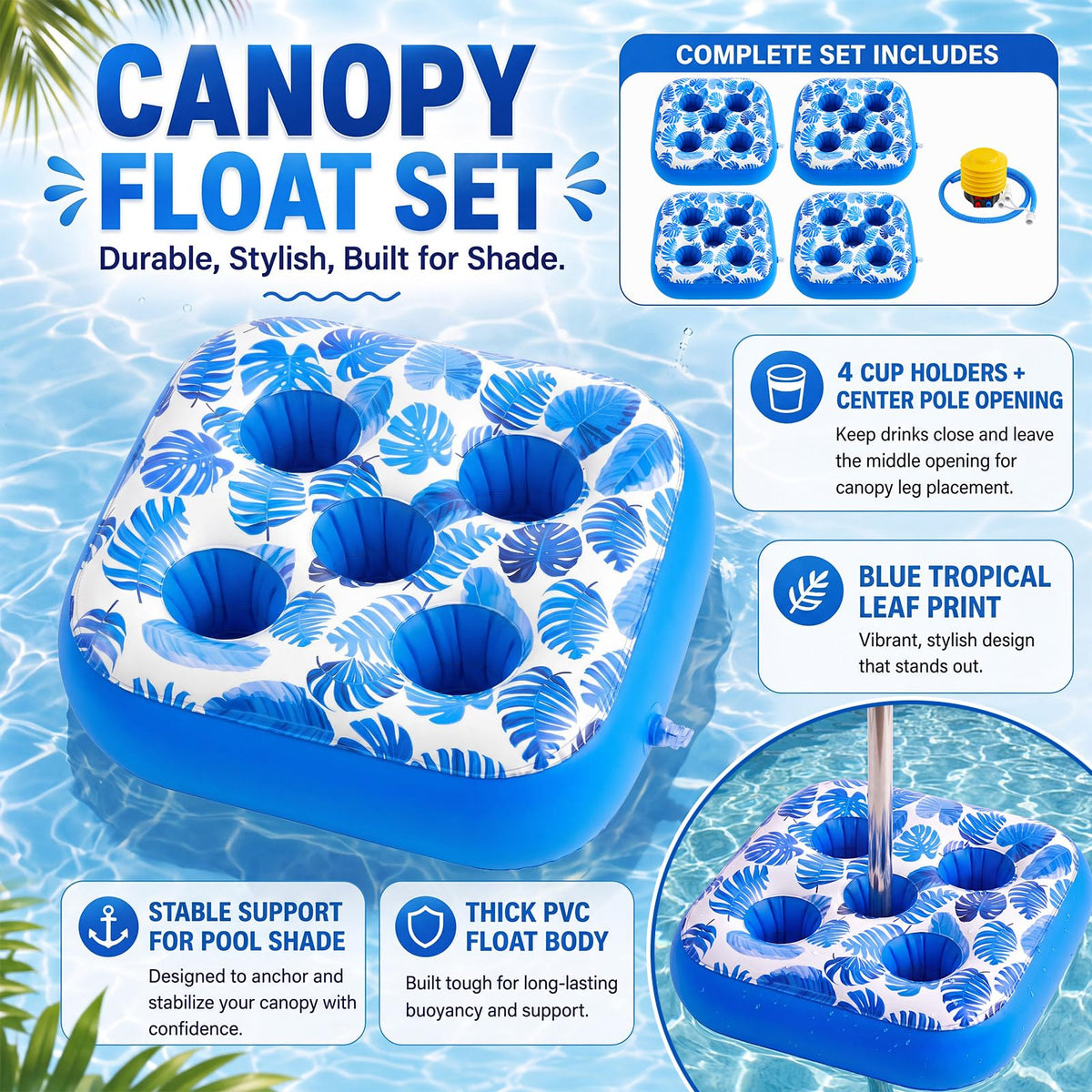 4 Inflatable Base Floats with Cup Holders M44729