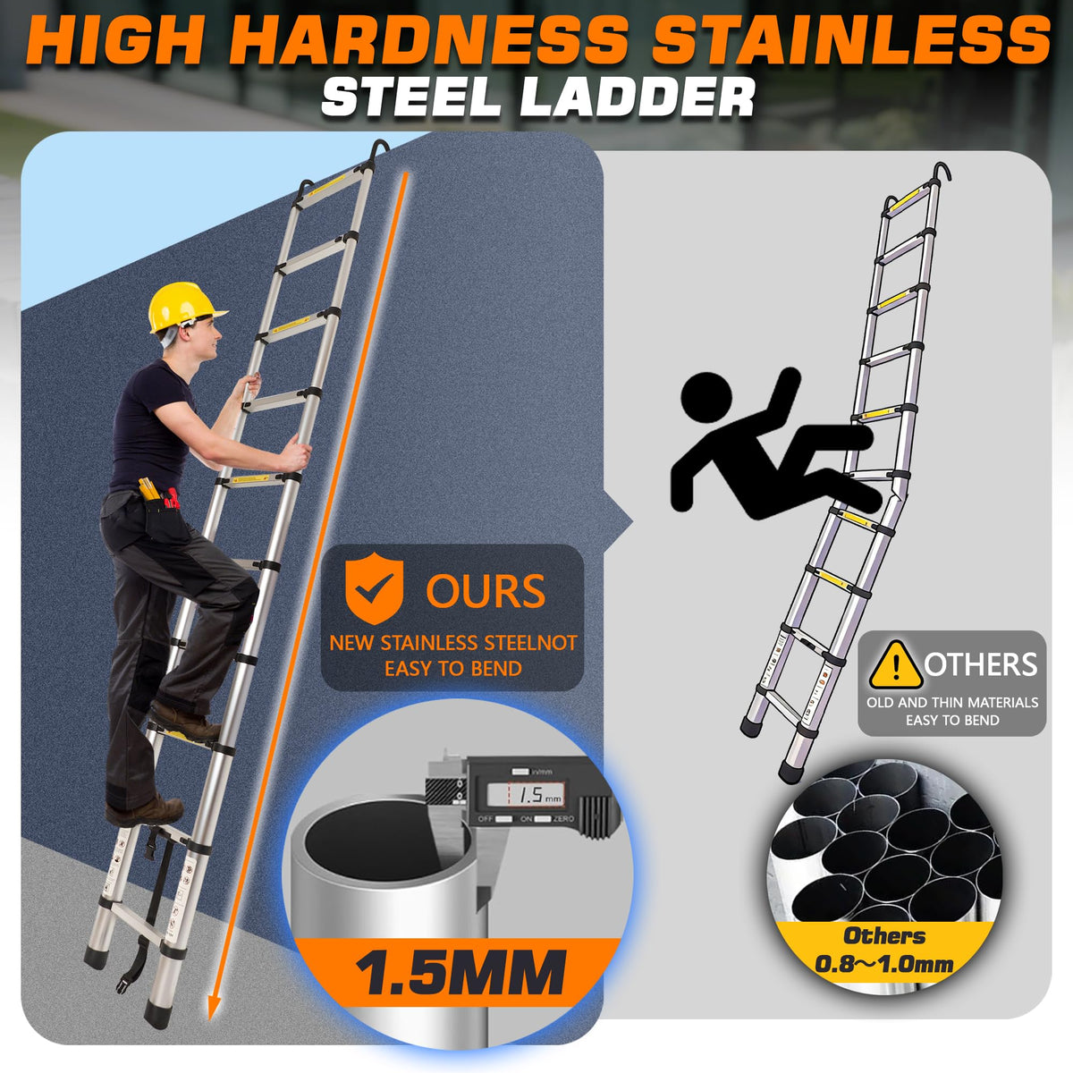 10.5FT Aluminum Telescoping Ladder E452
