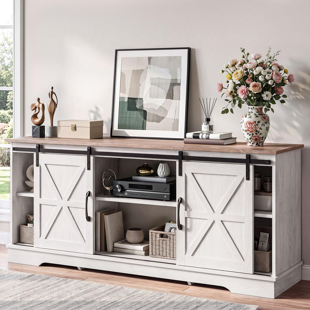 White Grey Wash TV Stand B114663