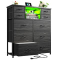 Black 10 Drawer Dresser with LED & Charging Station J841