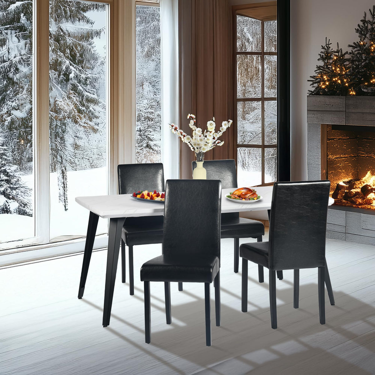 Upholstered PU Leather Dining Chairs Set of 4 R662050