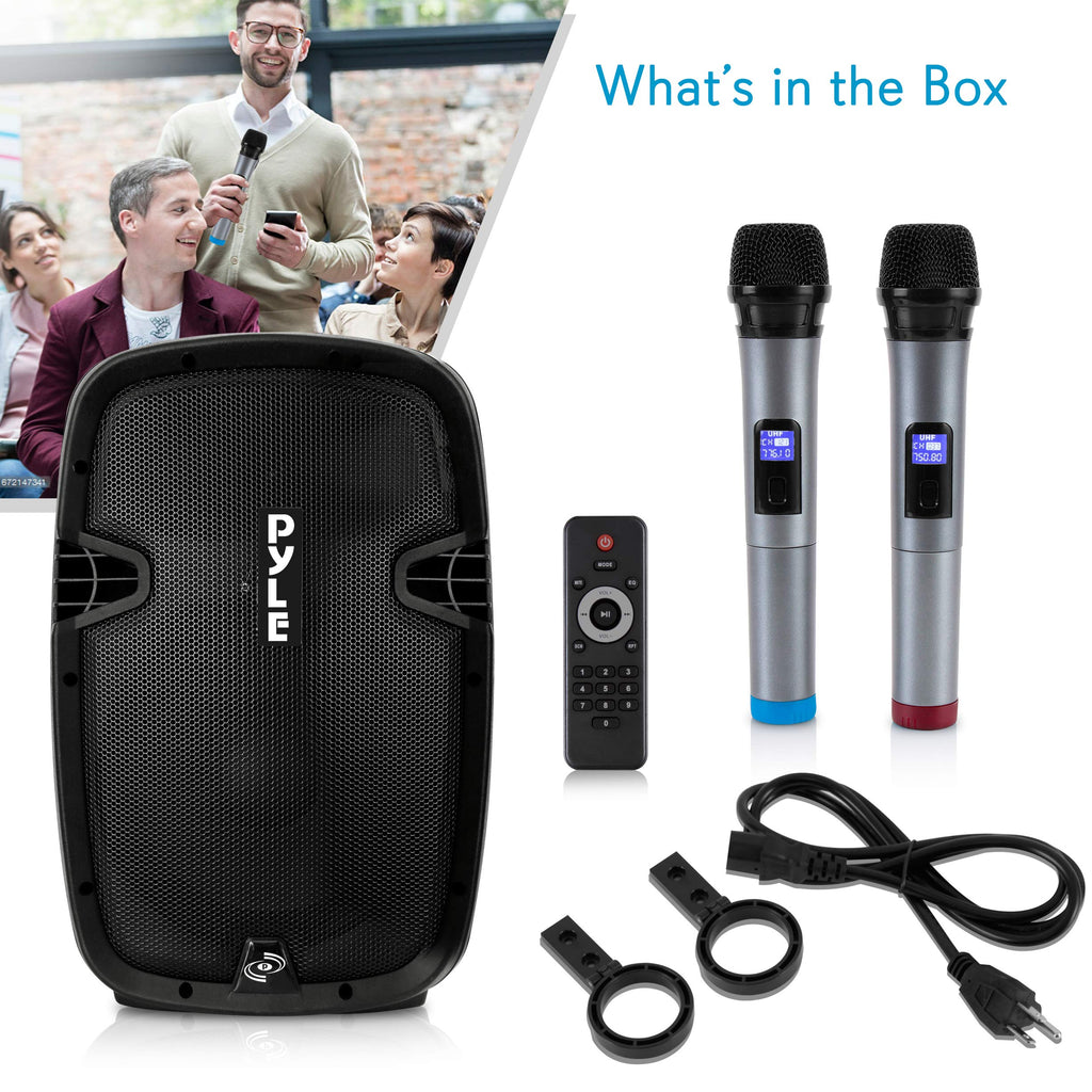 15-inch Portable PA Speaker System with 2 UHF Microphone B43955