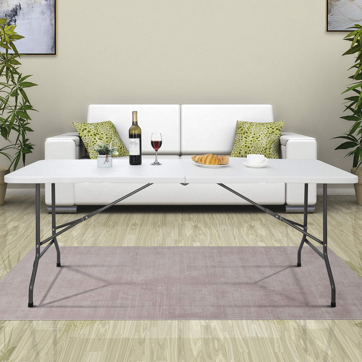 White 6Ft Heavy Duty Folding Picnic Table Y741483