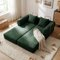 Green Corduroy Convertible Sofa Bed with 2 Pillows D76486