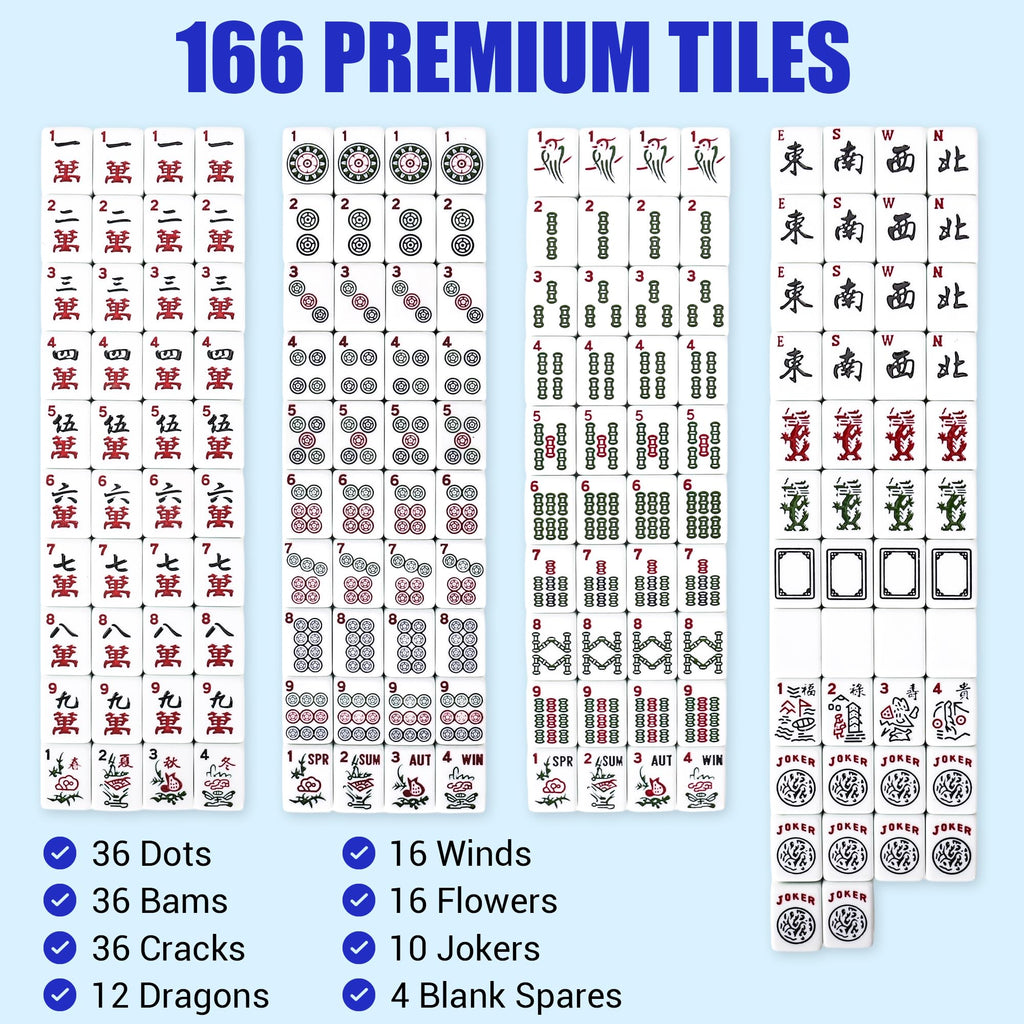 Mahjong Game Set with Racks, 166 Tiles & Bag N981247