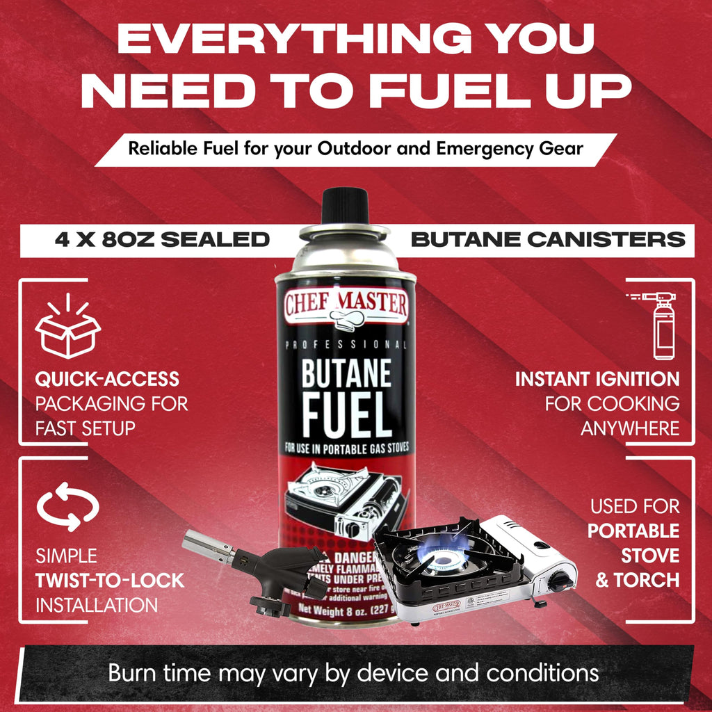 Butane Fuel Canister 8 oz 4-Pack I985873