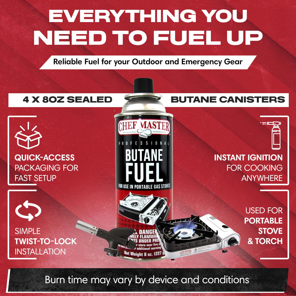 Butane Fuel Canister 8 oz 4-Pack I985873