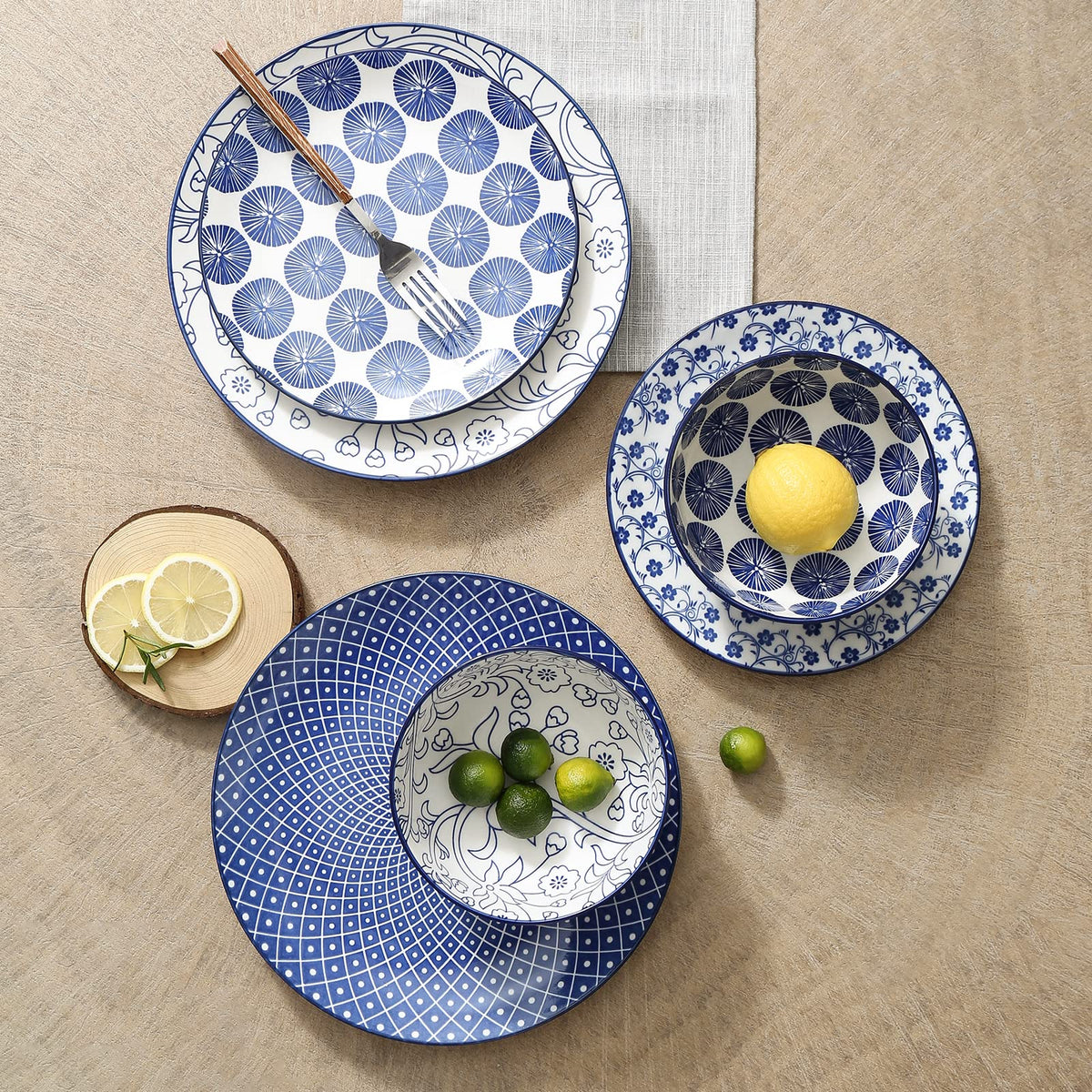 Ceramic Dinnerware Sets 12 Piece Cappuccino Cups with Saucers and Metal Stand I94814