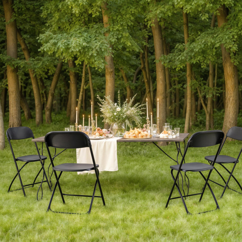 10 Pcs Black Plastic Folding Chair with Metal Frame A308724