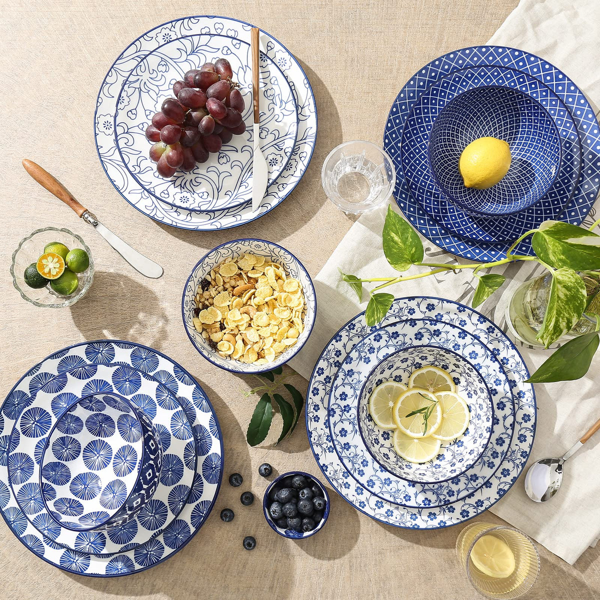 Ceramic Dinnerware Sets 12 Piece Cappuccino Cups with Saucers and Metal Stand I94814