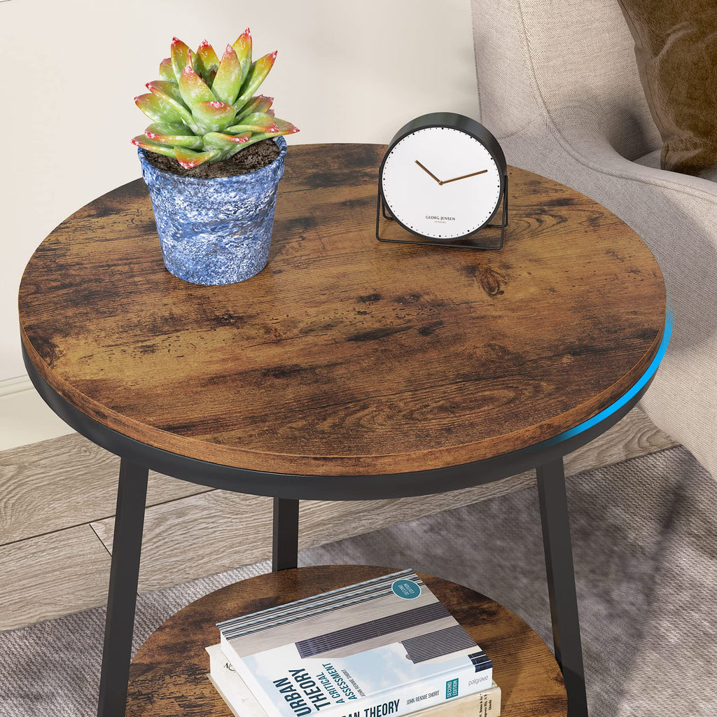 2 Tier Round End Table with Storage Shelf U97409