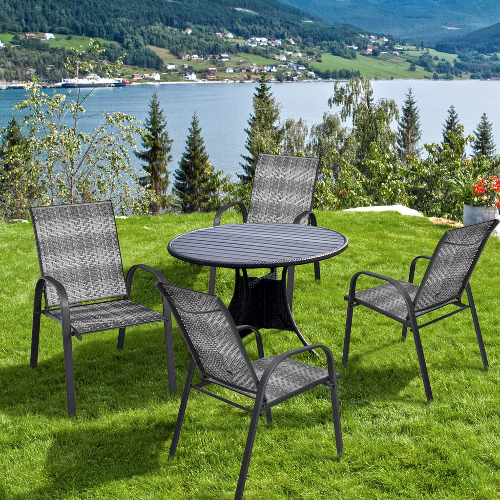 Stackable PE Wicker Patio Arm Chairs Set of 6 Z1935