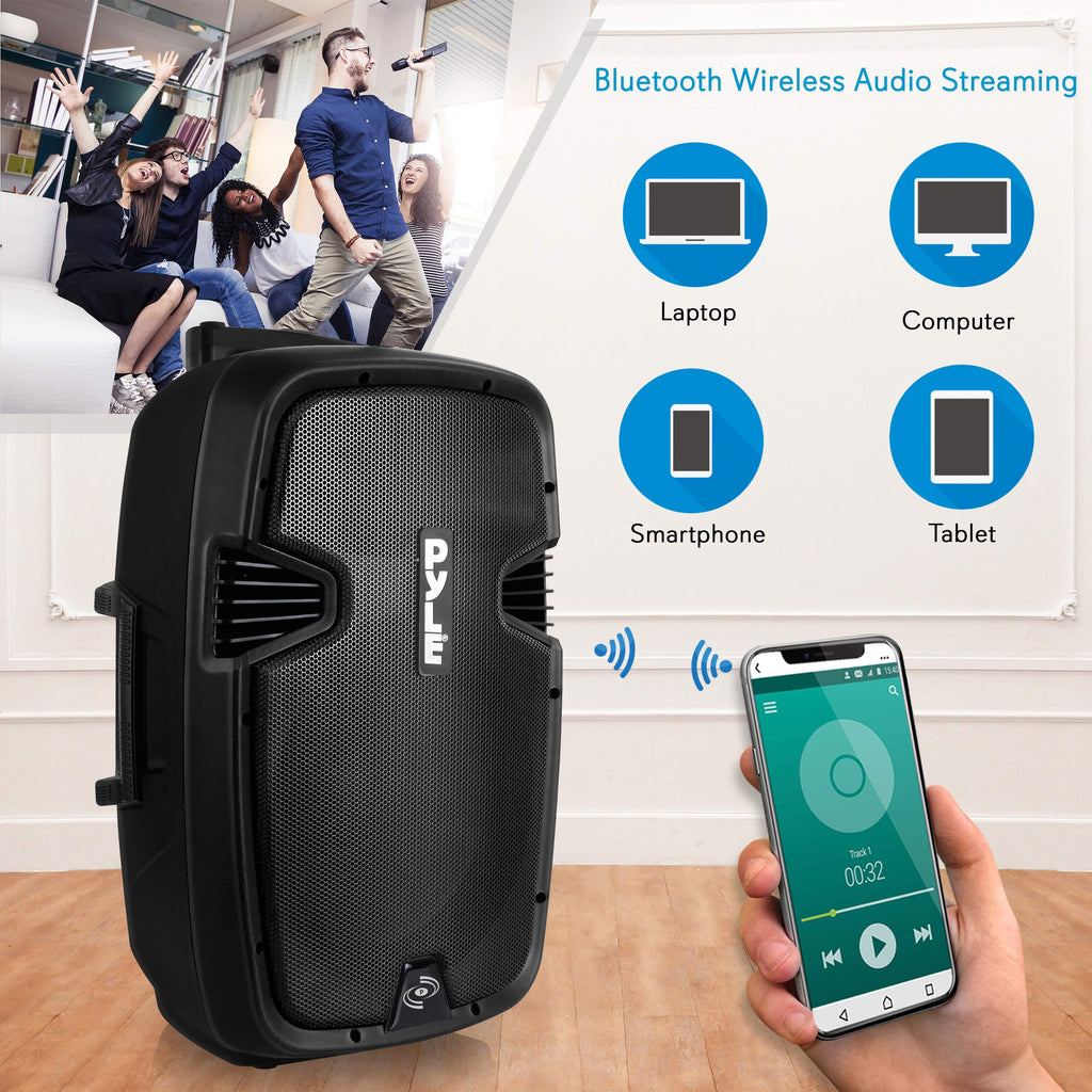 15-inch Portable PA Speaker System with 2 UHF Microphone B43955