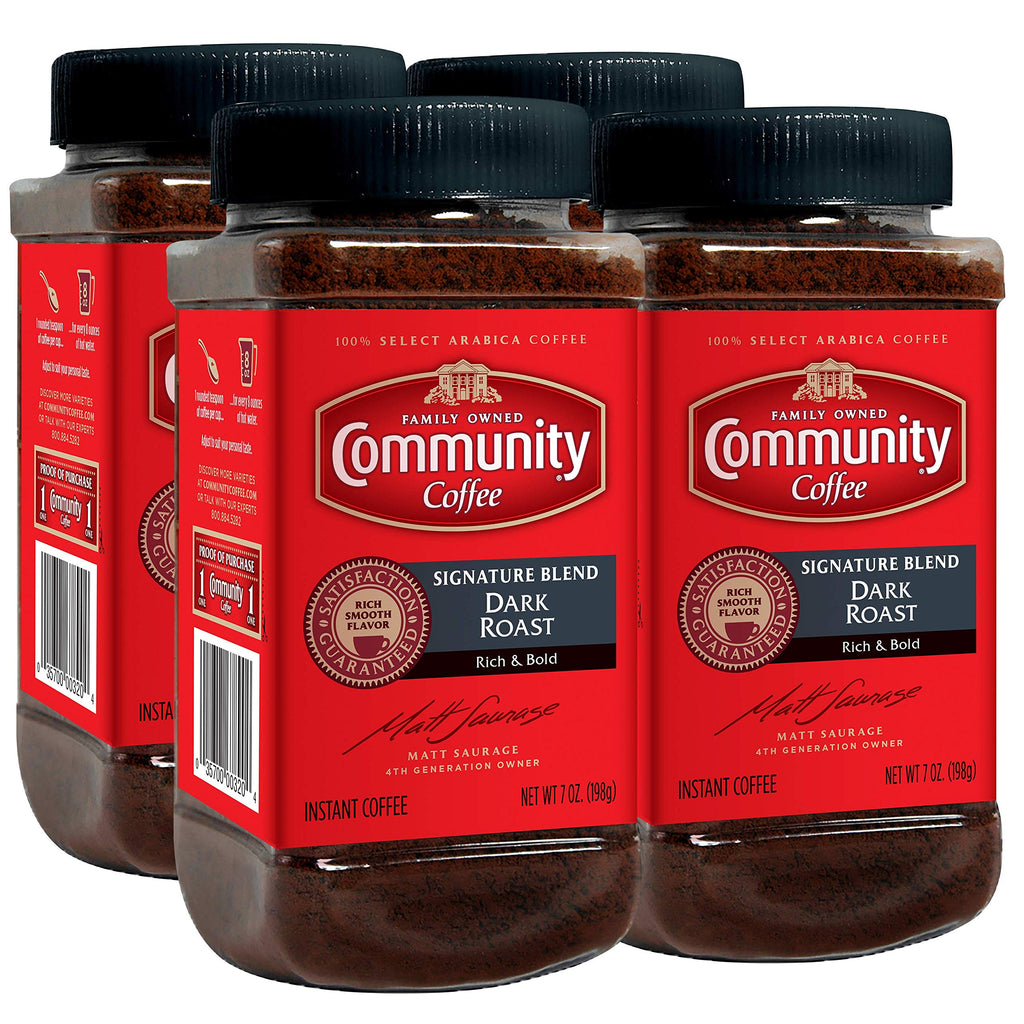 Dark Roast Instant Coffee 7 Ounce Jar Pack of 4 D8820