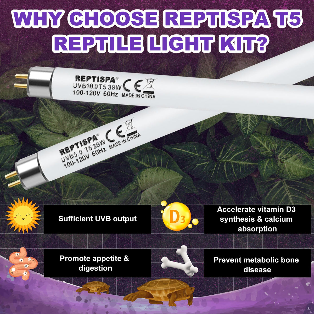 39W T5 HO UVB Fluorescent Reptile Light Combo Kit M798