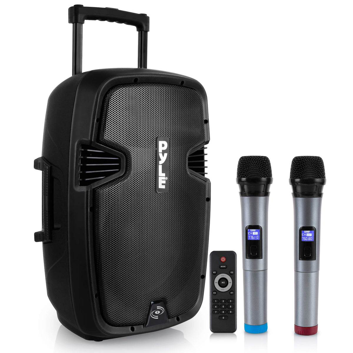 15-inch Portable PA Speaker System with 2 UHF Microphone B43955
